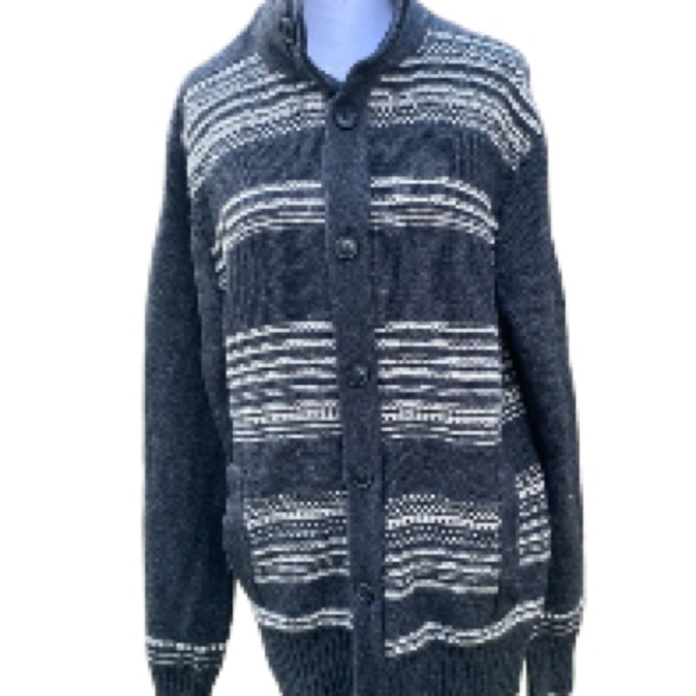 Banana Republic Heritage Collection Mens Cardigan Gray White Large
